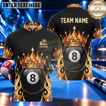 Maxcorners Royal Crown Flame Emblem Pool Multiple Options Personalized Name, Team Name 3D Shirt