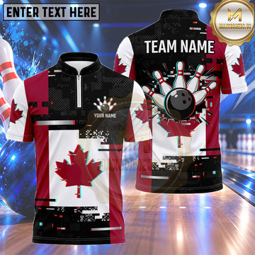 Maxcorners Canadian Bowling Jersey Thunderstorm Maple Leaf Strike Multiple Options Personalized Name, Team Name 3D Shirt