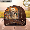 Maxcorners Dog Hunting And Duck Hunting Rustic Leather Woodland Artwork Multiple Options Personalized Name 3D Cap