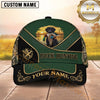 Maxcorners Luxury Forest Green Gold Accent Duck Hunting With Dogs Multi Options Personalized Name 3D Cap
