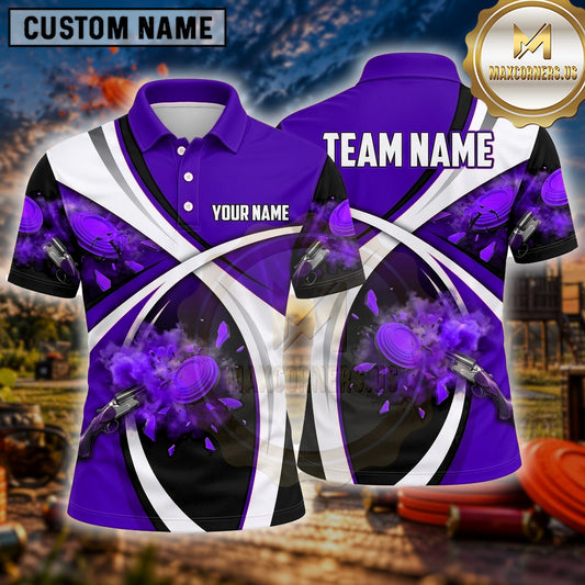 Maxcorners Trap Shooting Shirt Clay Target Shooting Dynamic Swirl Multiple Options Personalized Name, Team Name 3D Shirt