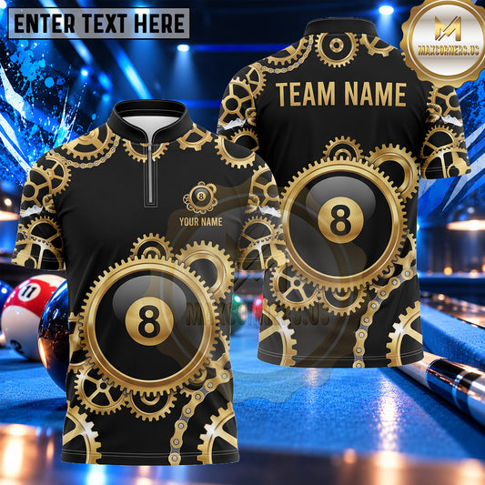 Maxcorners Vintage Clockwork Gear Pattern Pool Multiple Options Personalized Name, Team Name 3D Shirt