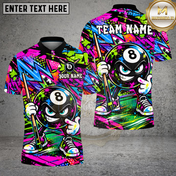 Maxcorners Billiards 8 Ball Graffiti Cartoon Character Multiple Options Personalized Name, Team Name 3D Shirt