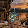 Maxcorners Sunset Lake Adventure Fishing Artwork Personalized Name 2D Acrylic Keychain Ornament (13 Fish Species)