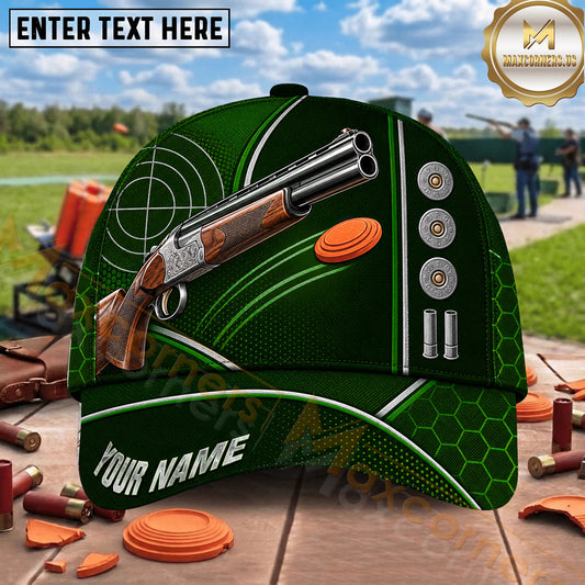 Maxcorners Trap Shooting Double Barrel Shotgun Target Pattern Multiple Options Personalized Name 3D Cap