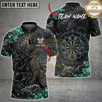 Maxcorners Darts Samurai Dragon Floral Dartboard Graphic Multiple Options Personalized Name, Team Name 3D Shirt