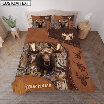 Maxcorners Personalized Bear Hunting Bedding Set, Custom Name Rustic Woodland Bear Hunter Bedding, Hunting Cabin Gift for Hunter