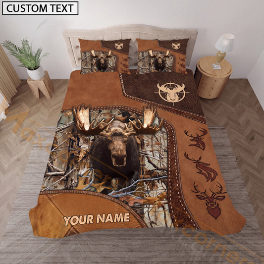 Maxcorners Personalized Bear Hunting Bedding Set, Custom Name Rustic Woodland Bear Hunter Bedding, Hunting Cabin Gift for Hunter