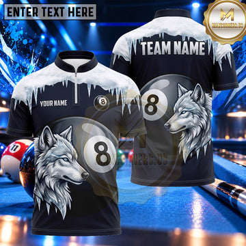 Maxcorners Howling Wolf Moonlight Billiards Multiple Options Personalized Name, Team Name 3D Shirt