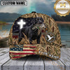 Maxcorners American Flag Cross Marsh Camo Dog Hunting Multicolor Options Personalized Name 3D Cap