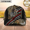 Maxcorners Black Red Silver Racing Stripe Camo Duck Hunting With Dogs Multi Options Personalized Name 3D Cap