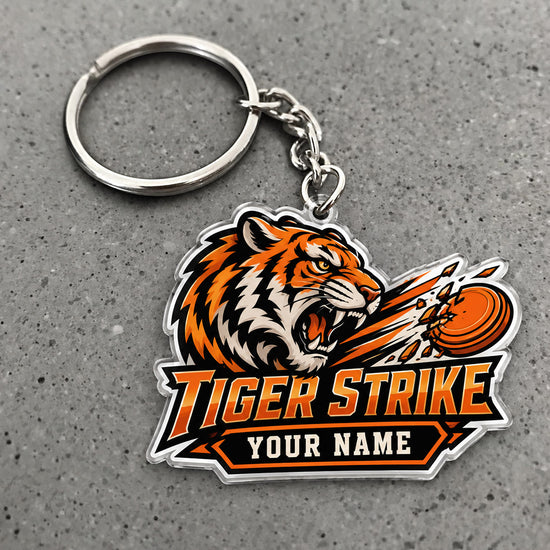 Maxcorners Clay Shooting Tiger Strike Tiger Clay Target Custom Name Custom Gift 2D Flat Acrylic Ornament, Keychain