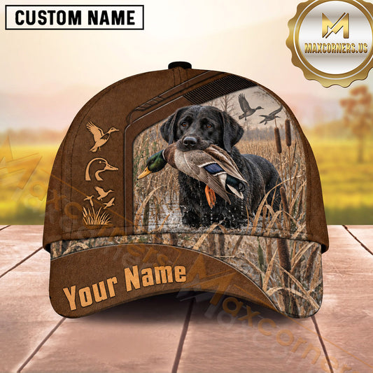 Maxcorners Dog Hunting And Duck Hunting Vintage Wildlife Pattern Multiple Options Personalized Name 3D Cap