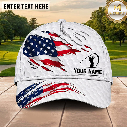 Maxcorners Golf American Flag Golf Ball Artwork Multiple Options Personalized Name 3D Cap