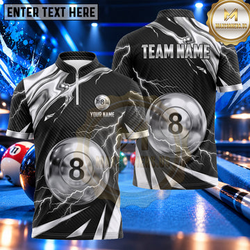 Maxcorners Monochrome Lightning Brushstroke Pool Multiple Options Personalized Name, Team Name 3D Shirt