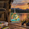 Maxcorners Tropical Floral Fishing Artwork Personalized Name 2D Acrylic Keychain Ornament (8 Fish Species)
