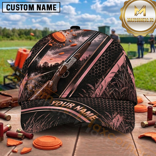 Maxcorners Trap Shooting Shotgun Pine Forest Clay Targets Pull Graphic Multiple Options Personalized Name 3D Cap