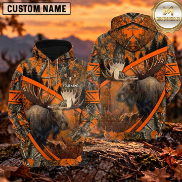 Maxcorners Trophy Buck Circular Antler Frame Personalized Name 3D Hoodie