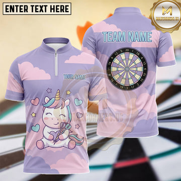 Maxcorners Magical Unicorn Pastel Cloud Dartboard Multiple Options Personalized Name, Team Name 3D Shirt