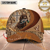 Maxcorners Cross Layered Leather Marsh Camo Dog Hunting Multicolor Options Personalized Name 3D Cap