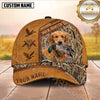 Maxcorners Duck Hunter Tan Leather Marsh Camo Dog Hunting Multicolor Options Personalized Name 3D Cap