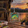 Maxcorners Rustic Wooden Sign Fishing Artwork Personalized Name 2D Acrylic Keychain Ornament (8 Fish Species)
