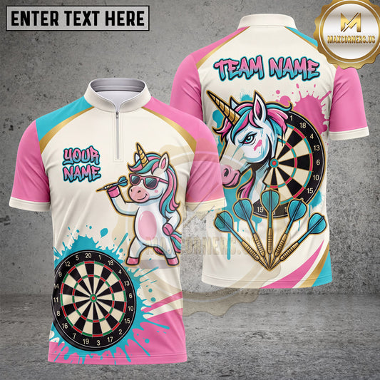 Maxcorners Darts Unicorn Dartboard Pastel Splash Art Multiple Options Personalized Name, Team Name 3D Shirt