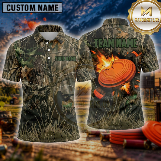 Maxcorners Trap Shooting Shirt Clay Shooting Forest Camouflage Multiple Options Personalized Name, Team Name 3D Shirt
