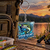 Maxcorners Bold Blue Sport Fishing Artwork Personalized Name 2D Acrylic Keychain Ornament (8 Fish Species)