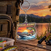 Maxcorners Sunset Speedboat Fishing Artwork Personalized Name 2D Acrylic Keychain Ornament (8 Fish Species)