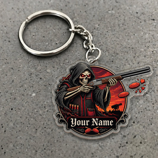 Maxcorners Grim Reaper Dynamic Shotgun Clay Design Custom Name Trap Shooting Custom Gift 2D Flat Acrylic Ornament, Keychain