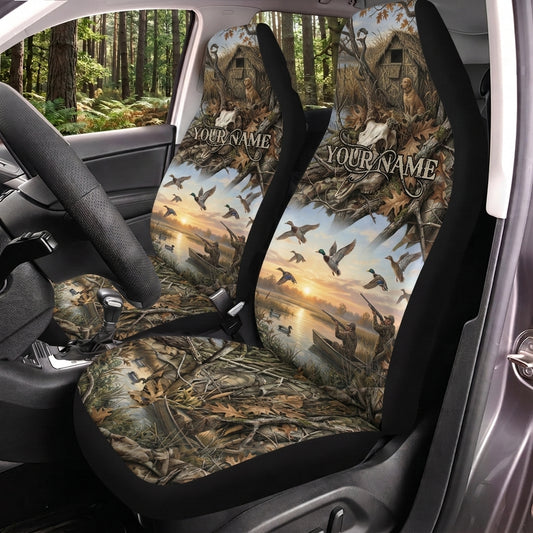 Maxcorners Duck Hunting Flying Waterfowl Forest Personalized Name Car Seat Covers