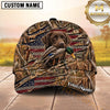 Maxcorners Rustic Woodland Camo Perforated Flag Duck Hunting Dog Cap, Multiple Breeds Personalized Name 3D Cap