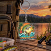 Maxcorners Tropical Floral Fishing Artwork Personalized Name 2D Acrylic Keychain Ornament (8 Fish Species)