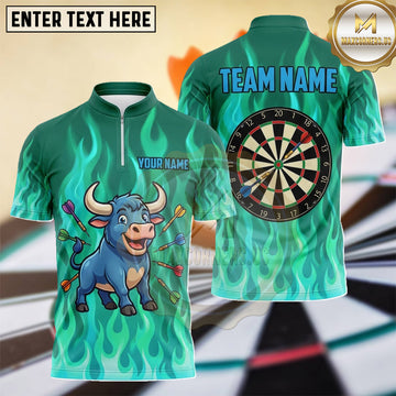Maxcorners Cute Bull Flame Aura Dartboard Multiple Options Personalized Name, Team Name 3D Shirt