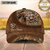 Maxcorners Rustic Leather Cross Flag Marsh Camo Dog Hunting Multicolor Options Personalized Name 3D Cap