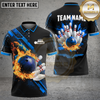 Maxcorners Bowling Flaming Ball and Pins Multiple Options Personalized Name, Team Name 3D Shirt