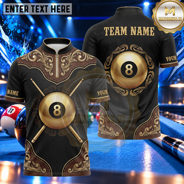 Maxcorners Royal Baroque Ornamental 8 Ball Billiards Multiple Options Personalized Name, Team Name 3D Shirt