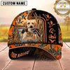 Maxcorners Dog Hunting And Duck Hunting Woodland Camouflage Artwork Multiple Options Personalized Name 3D Cap