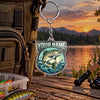 Maxcorners Blue Water Fishing Emblem Personalized Name 2D Acrylic Keychain Ornament (13 Fish Species)