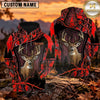 Maxcorners Trophy Buck Woodland Camo Shield Personalized Name 3D Hoodie