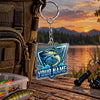 Maxcorners Bold Blue Sport Fishing Artwork Personalized Name 2D Acrylic Keychain Ornament (8 Fish Species)