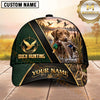 Maxcorners Luxury Green Leather Gold Accent Duck Hunting Dog Cap, Multiple Breeds Personalized Name 3D Cap