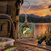 Maxcorners Rustic Wooden Sign Fishing Artwork Personalized Name 2D Acrylic Keychain Ornament (8 Fish Species)