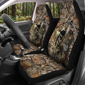 Maxcorners Deer Hunting Skull Woodland Camo Car Seat Covers