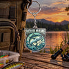 Maxcorners Blue Water Fishing Emblem Personalized Name 2D Acrylic Keychain Ornament (13 Fish Species)