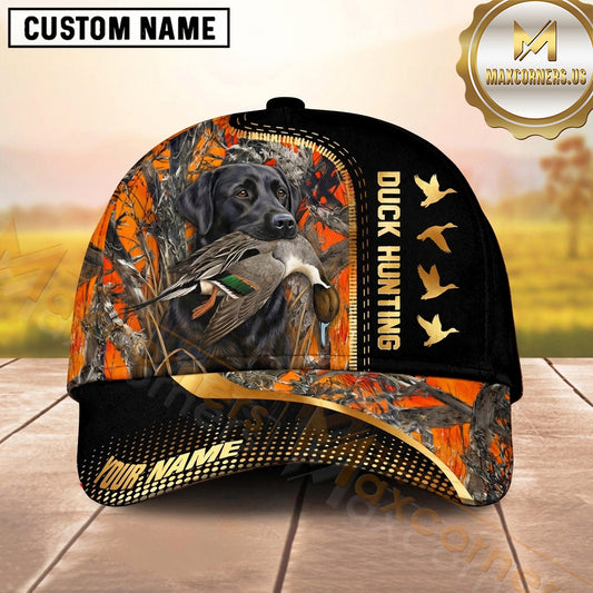 Maxcorners Blaze Orange Forest Camo Duck Hunting Dog Cap, Multiple Breeds Personalized Name 3D Cap