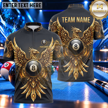 Maxcorners Majestic Phoenix Wings 8 Ball Pool Multiple Options Personalized Name, Team Name 3D Shirt
