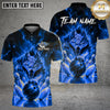 Maxcorners Bowling Shirt Fierce Wolf Fire Bowling Ball and Pins Multiple Options Personalized Name, Team Name 3D Shirt