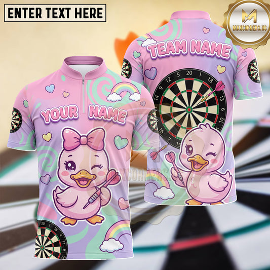 Maxcorners Cute Duckling Pastel Hearts Dartboard Multiple Options Personalized Name, Team Name 3D Shirt